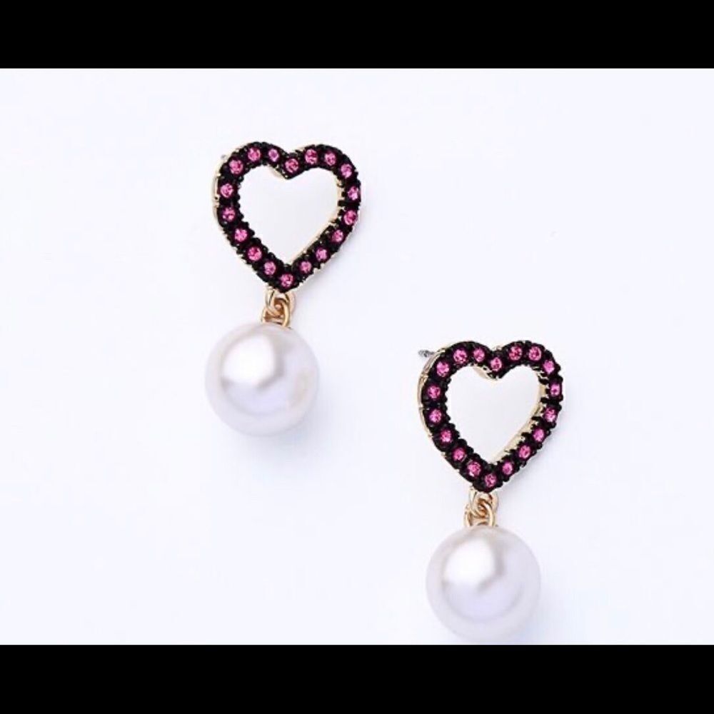 Earrings Heart Rhinestone and Faux pearls ! Chic !